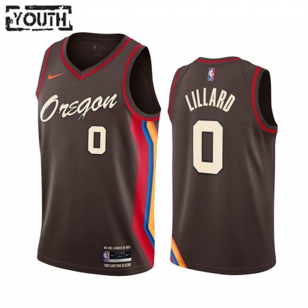 NBA Børn Trøje Portland Trail Blazers Damian Lillard 0 2020-21 City Edition Swingman